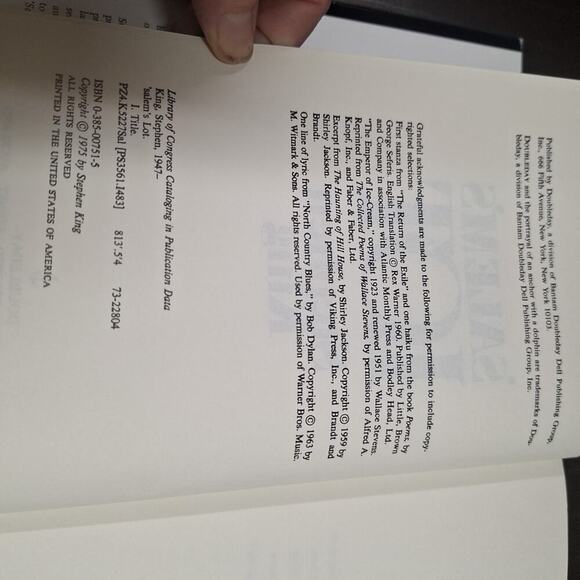 SALEM'S LOT by Stephen King 1975 Doubleday BCE Hardcover/ Dust Jacket MP1FF - Picture 5 of 6